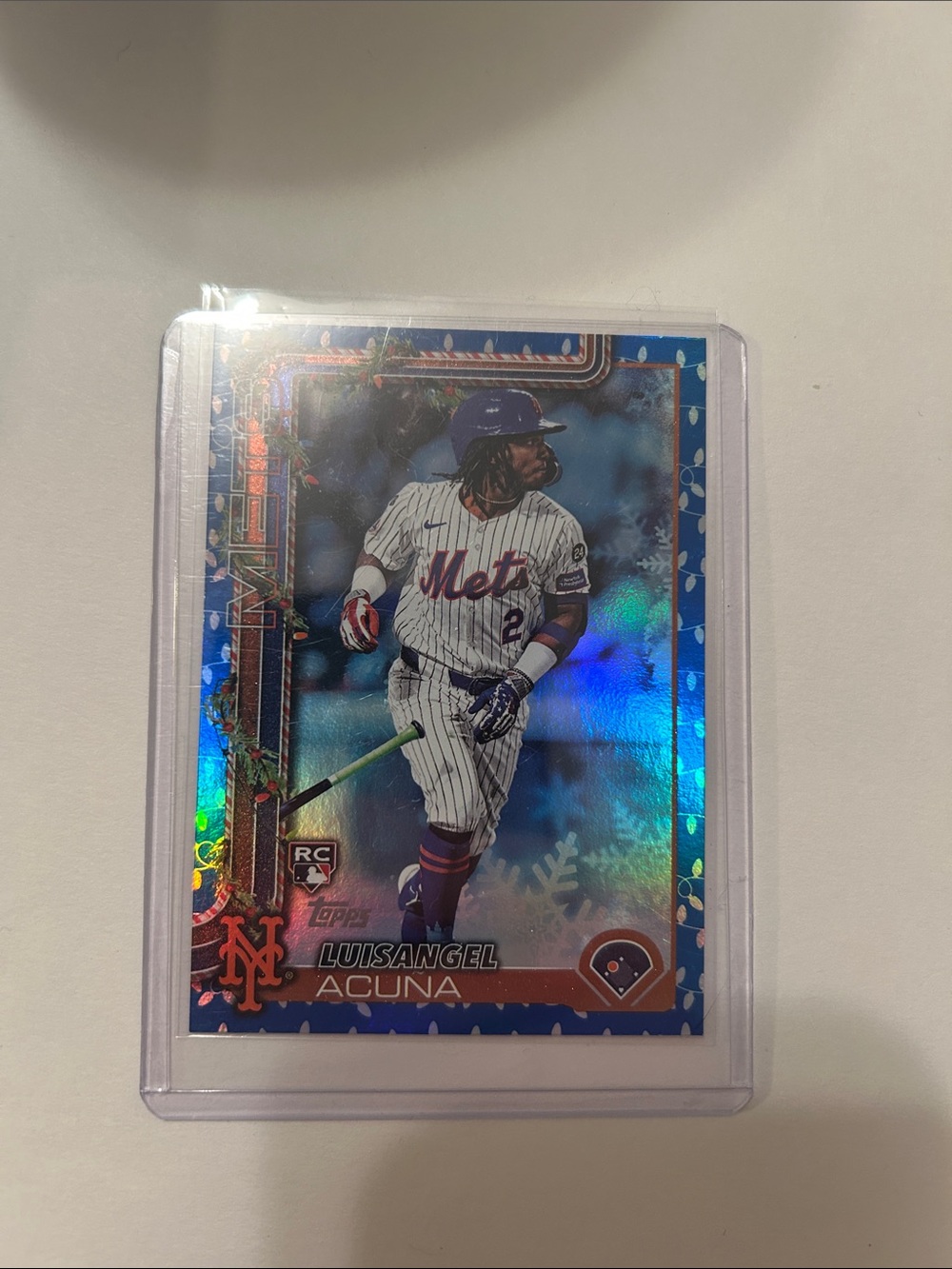 Topps Luisangel Acuna Mets Holographic Blue and White Card